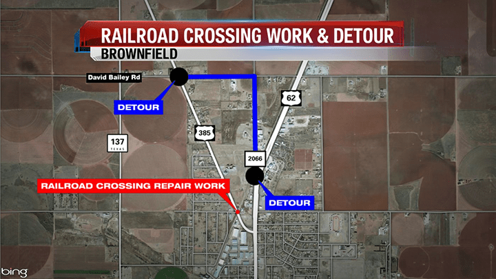 North Brownfield Railroad Crossing Work & Detour - 720