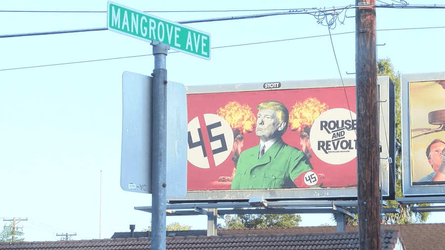 Trump billboard looks like Hitler Chico California KRON