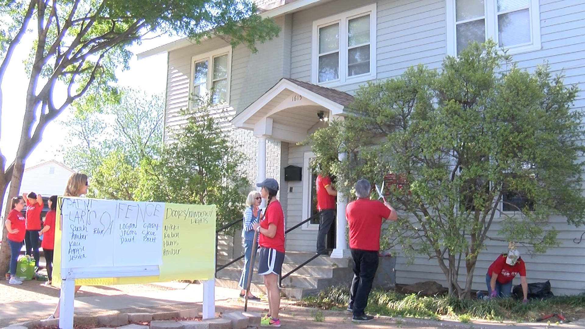 Volunteers hard at work outside of St. Benedict's Chapel