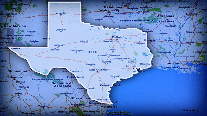 Texas Map With Main Interstates - 720