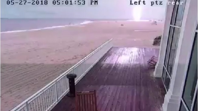 VIDEO: Lightning strikes lifeguard stand, caught on camera