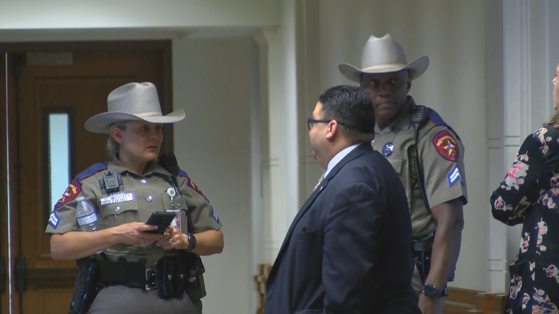 DPS troopers during a partial evacuation of the Texas Capitol complex on Oct. 30, 2018