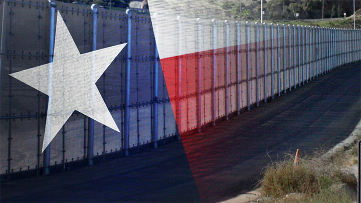 Border Fence With Texas Flag, Texas Border Fence - 720