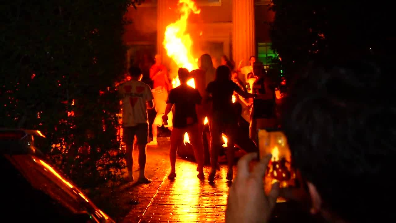 Fans burn couch