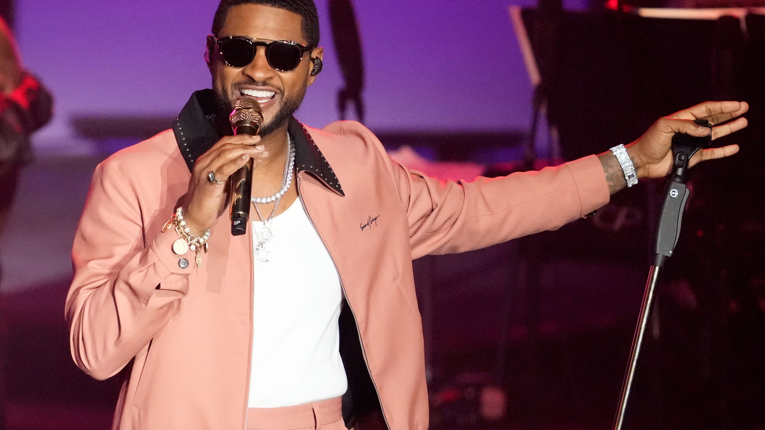 FILE - Usher performs at the 51st annual Songwriters Hall of Fame induction and awards gala at the New York Marriott Marquis Hotel on Thursday, June 16, 2022, in New York. Usher will perform at the halftime show for the 2024 Super Bowl. (Photo by Charles Sykes/Invision/AP, File)